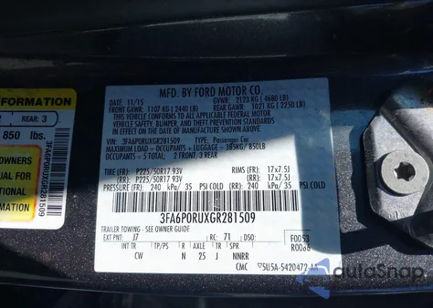2016 Ford Fusion Hybrid Titanium from USA, damaged, VIN 3FA6P0RUXGR281509
